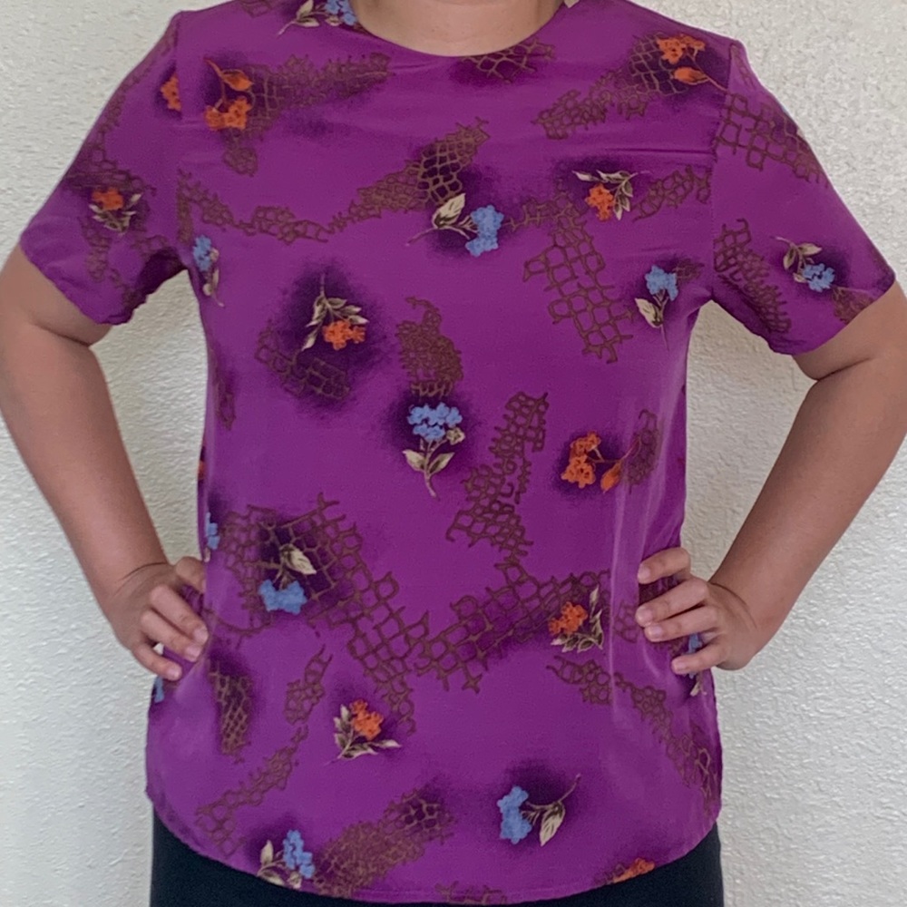 Vintage purple floral blouse